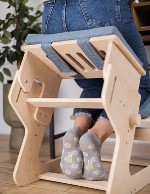 Living Room Wooden Kneeling Chair Burned Printing Adjustable and Personalized Gift