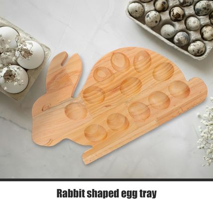 Customized 202407 Rabbit Tray Deviled Egg Recipes Seafood Serving Tray Home Kitchenware Wood Egg Plates