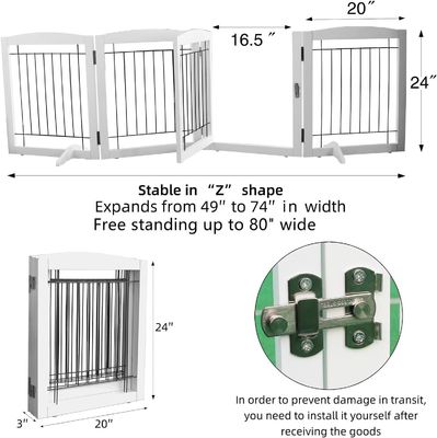 Home Appliance Wooden Puppy Gate Stairs Freestanding Foldable Gate for Indoor
