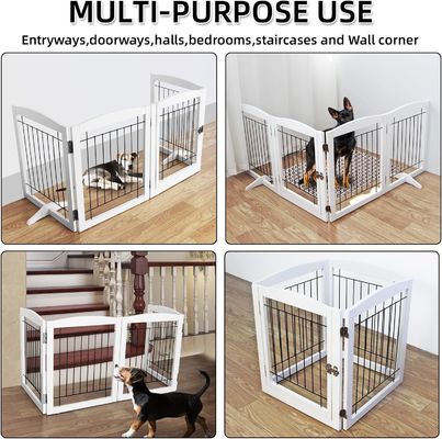 Home Appliance Wooden Puppy Gate Stairs Freestanding Foldable Gate for Indoor