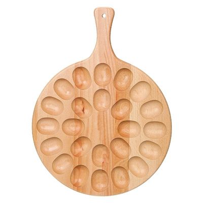 24-Hole Wood Tray for Storage of Kitchenware Thicken and Deviled Platter Round Design
