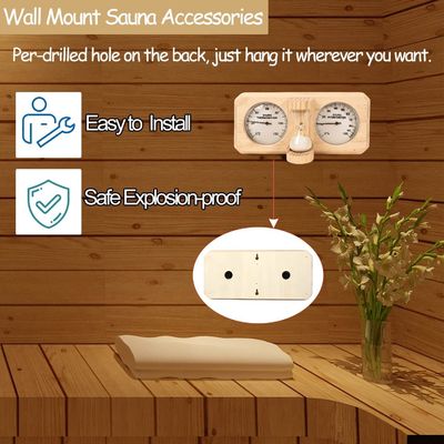 Modern Design 3 in 1 Wooden Sauna Thermometer and Hygrometer with 15 Minute Hourglass Sand Timer
