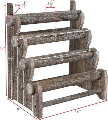 Wooden 4 Tier Jewelry Bracelet Display Stand Organizer Holder Home Storage 12 W x 9 D x 14 H