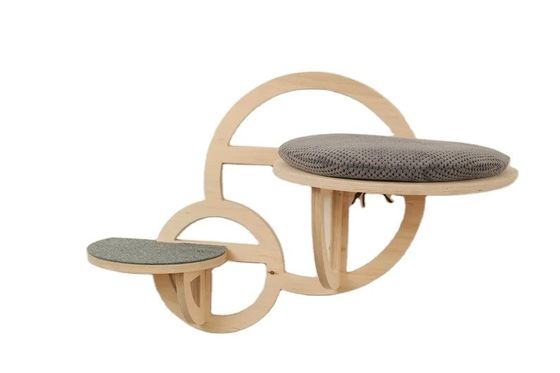 Modern Cat Furniture Wooden Cat Climbing Wall with Step and Silk-screen Printing