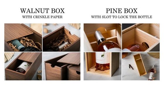 Exquisite Walnut Wood Wine Box Wooden Box for Wedding Gift Pine Wine Champagne Box