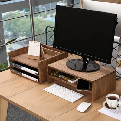 Wooden Desktop File Folder Storage Tray Organizer Stand for Office Document Rack Mail Sorter