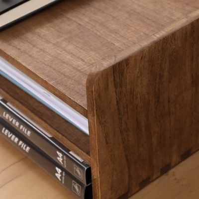 Wooden Desktop File Folder Storage Tray Organizer Stand for Office Document Rack Mail Sorter