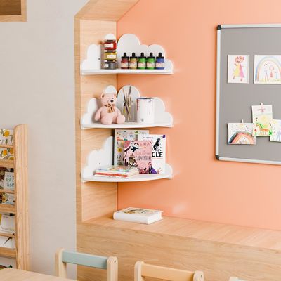 Custom Order Accepted Wooden Cloud Corner Wall Display Shelf for Craft Organization