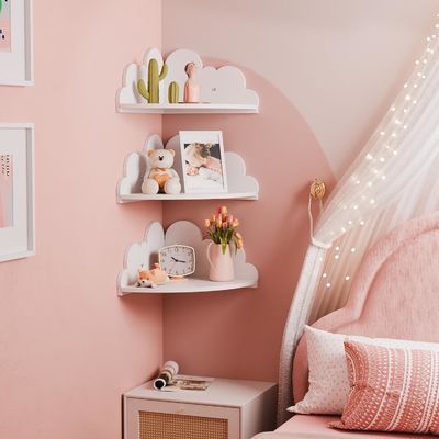 Custom Order Accepted Wooden Cloud Corner Wall Display Shelf for Craft Organization