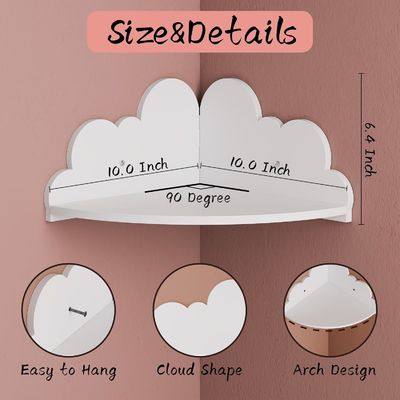 Custom Order Accepted Wooden Cloud Corner Wall Display Shelf for Craft Organization