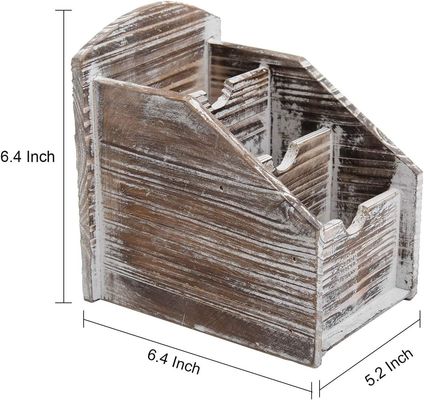 Office Supply Storage Rack Wooden Remote Control Frame Media Organizer in Rustic Style