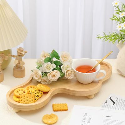 202407 Wooden Decorative Tray Irregular Wooden Pedestal Stand for Home Decoration