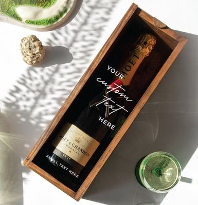 Rectangle Wooden Wine Box Engraved Personalized Bottle Box Unique Birthday Gift Idea