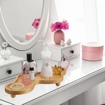 202407 Wooden Decorative Tray Irregular Wooden Pedestal Stand for Home Decoration