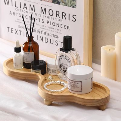 202407 Wooden Decorative Tray Irregular Wooden Pedestal Stand for Home Decoration
