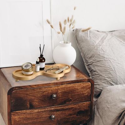 202407 Wooden Decorative Tray Irregular Wooden Pedestal Stand for Home Decoration