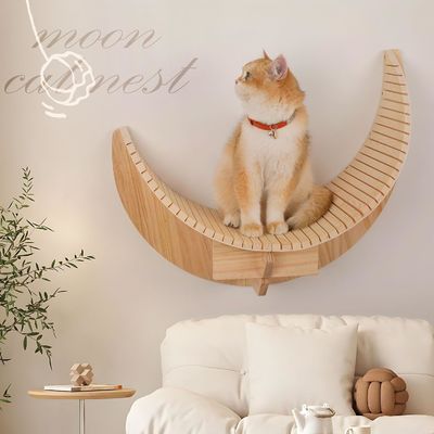 Main material Pine Wood Wooden Moon Cat Shelf and Perches Cat Wall Shelves Furniture