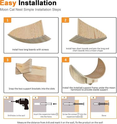 Main material Pine Wood Wooden Moon Cat Shelf and Perches Cat Wall Shelves Furniture