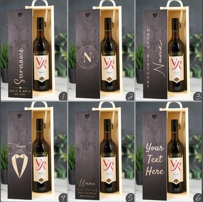 Handmade Wooden Wine Box with Customized Laser Engraving and Personalized Sliding Lid