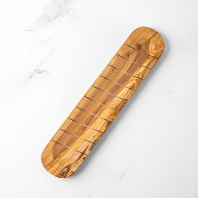 Gray-White Customized Shape Artisan Olive Wood Baguette Cutting Board for Bread Lovers