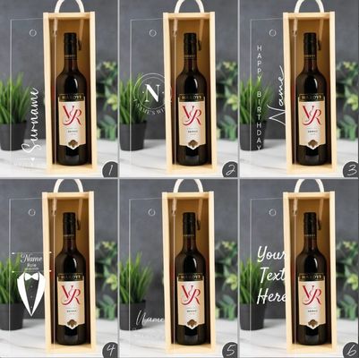 Handmade Wooden Wine Box with Customized Laser Engraving and Personalized Sliding Lid