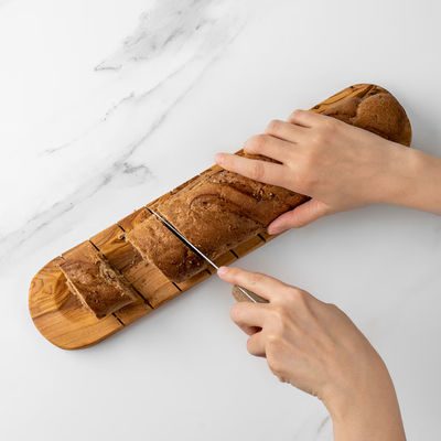 Gray-White Customized Shape Artisan Olive Wood Baguette Cutting Board for Bread Lovers
