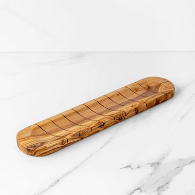 Gray-White Customized Shape Artisan Olive Wood Baguette Cutting Board for Bread Lovers