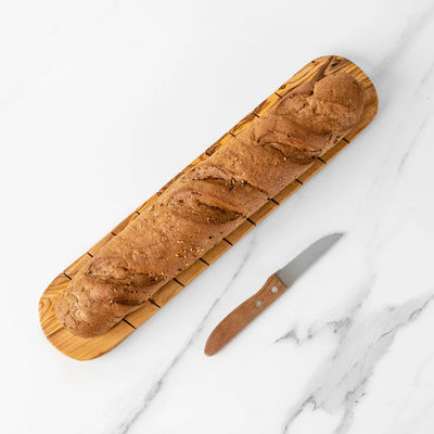 Gray-White Customized Shape Artisan Olive Wood Baguette Cutting Board for Bread Lovers