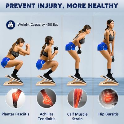 Contemporary Wooden Portable Slant Board for Calf Stretcher Adjustable Incline Design