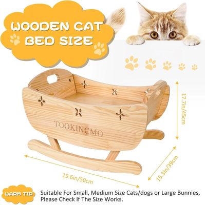 Wooden Elevated Cat Bed with Removable Soft Mat Rocking Bed Elevated Dog Training Bed