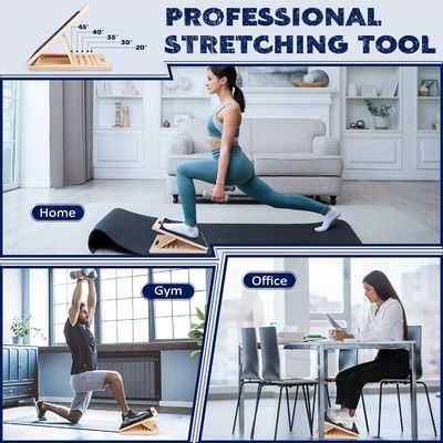 Contemporary Wooden Portable Slant Board for Calf Stretcher Adjustable Incline Design