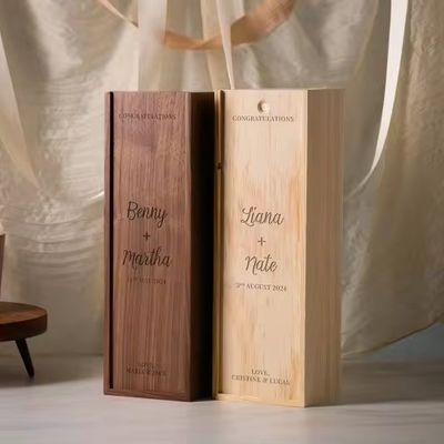 Silk-screen Printed Pine Wine Champagne Box for Engagement and Wedding 35x11x11cm