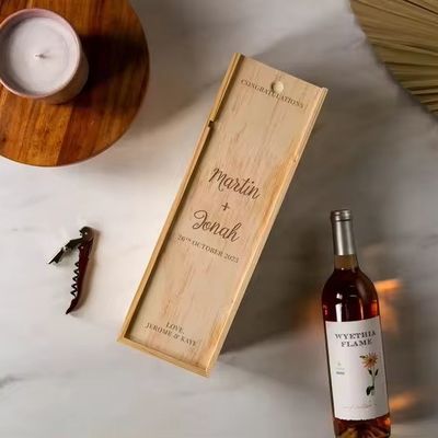 Silk-screen Printed Pine Wine Champagne Box for Engagement and Wedding 35x11x11cm