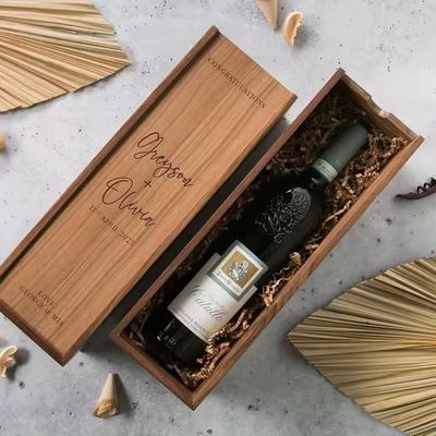 Silk-screen Printed Pine Wine Champagne Box for Engagement and Wedding 35x11x11cm