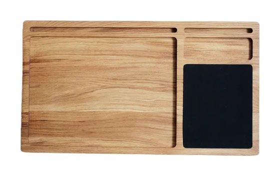 Portable Wooden Computer Tray Non-folding Oak Stand with Mouse Pad and Workstation