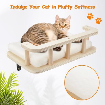 Wooden Cat Hammock with 5 Steps Perches for Wall Cat Wall Furniture Printing burned