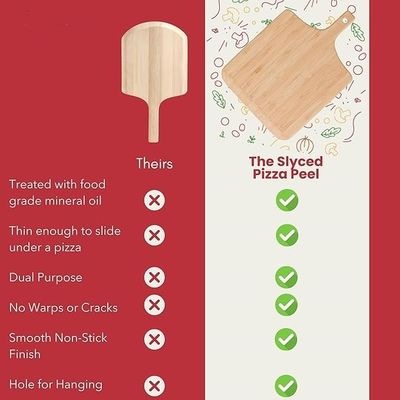 Innovative Design 4 X 12 Inch Non-Stick Real Bamboo Pizza Boards Wood Pizza Peel Rack