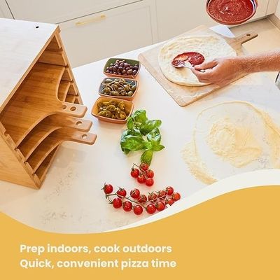 Innovative Design 4 X 12 Inch Non-Stick Real Bamboo Pizza Boards Wood Pizza Peel Rack