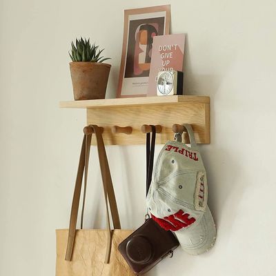 Efficiently Organize Your Entrance with this Wooden Hook Rack Stocked and Ready to Ship
