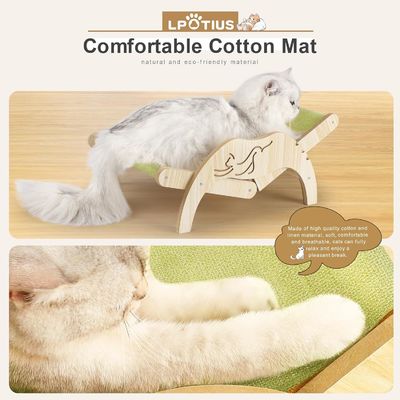 202407 Cozy Cat Lounger Indoor Adjustable Wooden Cat Chair with Laser Engrave Printing