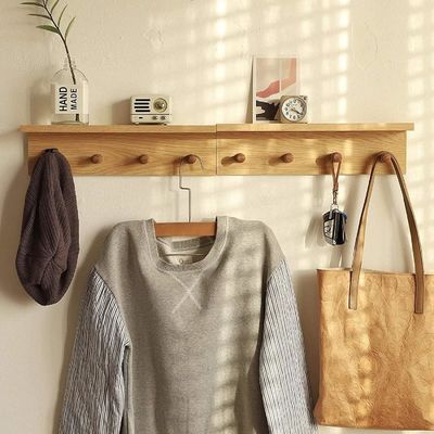 Efficiently Organize Your Entrance with this Wooden Hook Rack Stocked and Ready to Ship