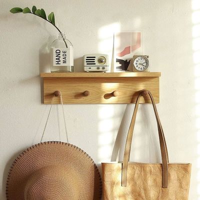 Efficiently Organize Your Entrance with this Wooden Hook Rack Stocked and Ready to Ship