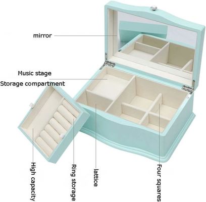 TIMBER Latest Portable Fashion Large Capacity Wooden Music Jewelry Box for Gift Package