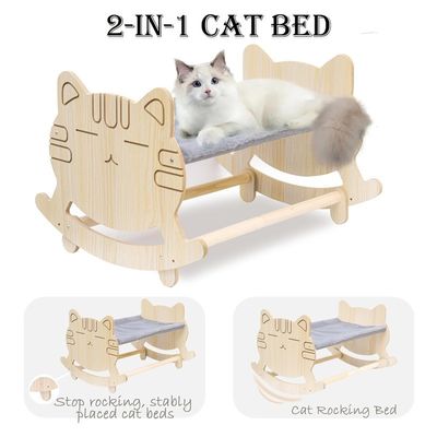 Cat Hammock with Two Removable Covers and Raised Wooden Frame Customized Logo Acceptable