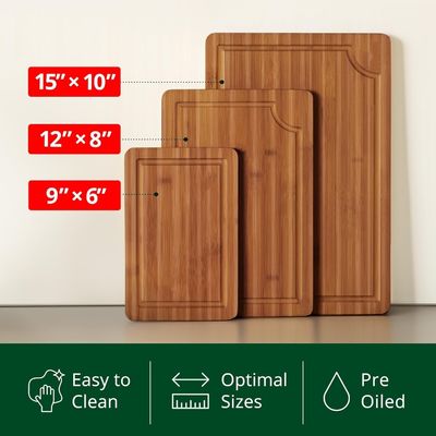 Extra Large 3 Pcs Craft Wood Cutting Boards for Kitchen Meal Prep Square 16 x 1.8 x 12 inches
