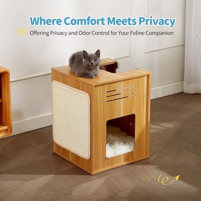 Indoor Cats Large Cat House with Scratch Pad Customized Logo Acceptable Solid Wood