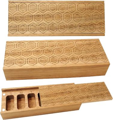 Acacia Wood 7 Day Weekly Pill Box Pill Organizer for Vitamins Daily Supplements Pill Container