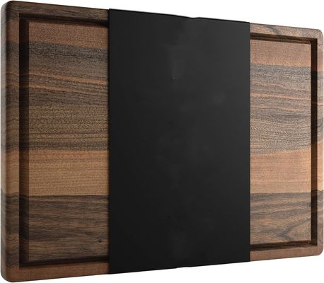 Square 17X11Inch Sustainable Wood Cutting Board for Carving and Juicing in Black