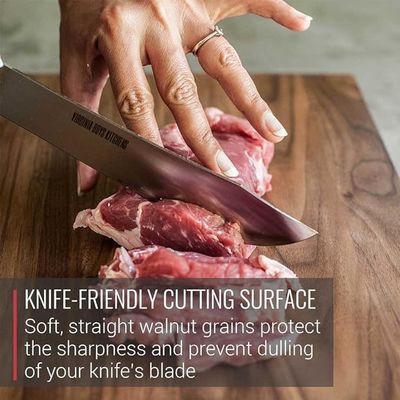 Square 17X11Inch Sustainable Wood Cutting Board for Carving and Juicing in Black