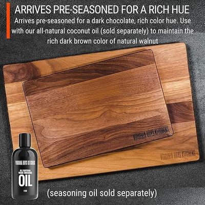 Square 17X11Inch Sustainable Wood Cutting Board for Carving and Juicing in Black